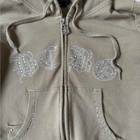 Vintage BCBG Bedazzled Spellout Zip-up Hoodie Small - Picture 4 of 7